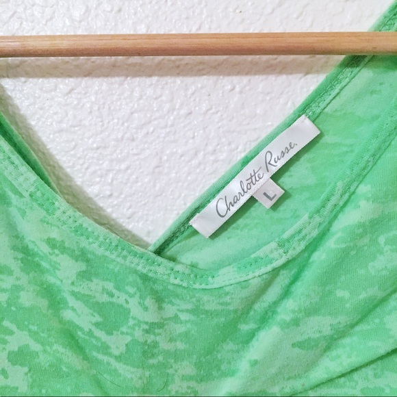 Charlotte Russe Neon Green Shirt Knotted - Picture 4 of 5